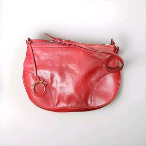 Salvatore Ferragamo Red Leather Hobo Handbag Made In Italy RARE purse NICE